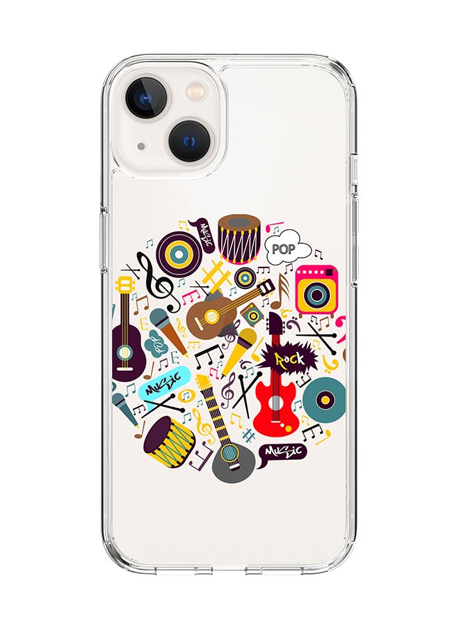 Stylizedd Classic Clear for Apple iPhone 14 Case Hybrid Soft Cover Flexible Edges Anti Drop TPU PC Gel Thin Transparent Cover [ Designed for Apple iPhone 14 ] - Muscial Instruments