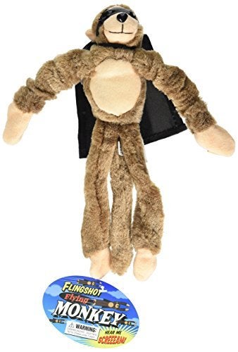 Playmaker Toys Flying Screaming Flingshot Slingshot Novelty Monkey Plush Doll Toy Launches up to 50 Feet - Image 1