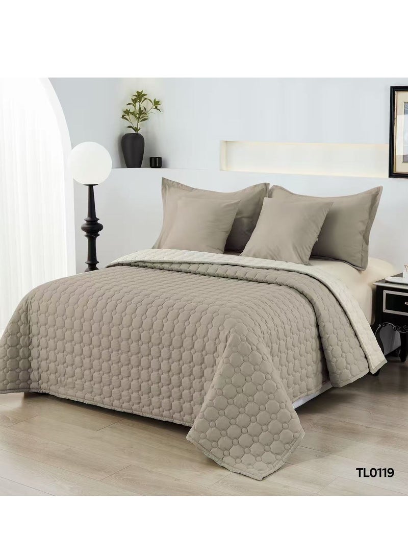 ShinyFlower Summer Quilt 6-Piece Set – Double Size 240x220cm – Microfiber Fabric with 100% Pure Cotton Filling comforter– Soft Bedding Set  - Image 1