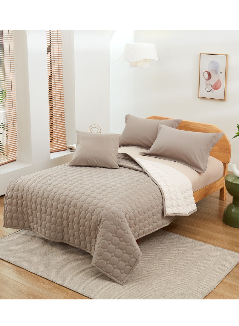 ShinyFlower Summer Quilt 6-Piece Set – Double Size 240x220cm – Microfiber Fabric with 100% Pure Cotton Filling comforter– Soft Bedding Set  - Image 2