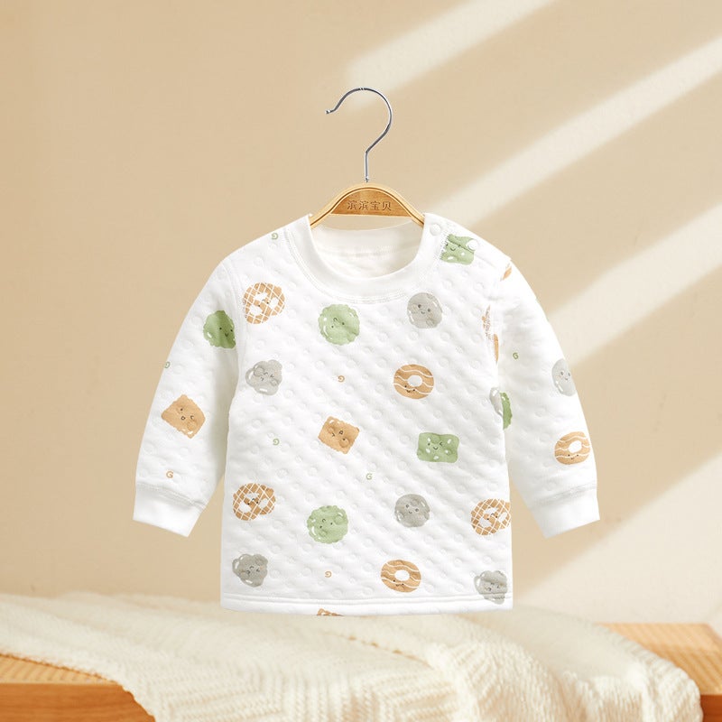 Baby Warm Top Autumn and Winter Baby Base Shirt Children''s Cotton Underwear Boys'' Single Autumn Clothes Cotton Women''s Clothing - Image 1