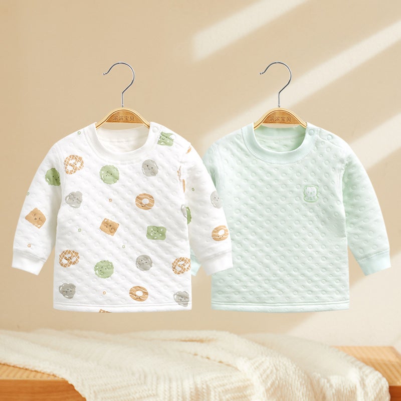 Baby Warm Top Autumn and Winter Baby Base Shirt Children''s Cotton Underwear Boys'' Single Autumn Clothes Cotton Women''s Clothing - Image 2