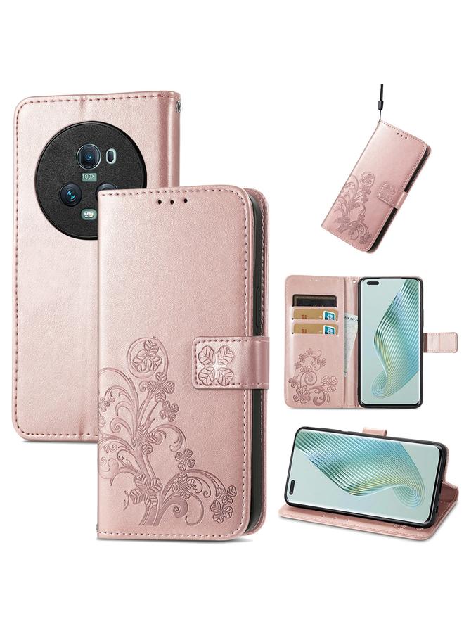 S-TOP Case For Honor Magic5 Pro Four-leaf Clasp Embossed Buckle Leather Phone Case - Image 1