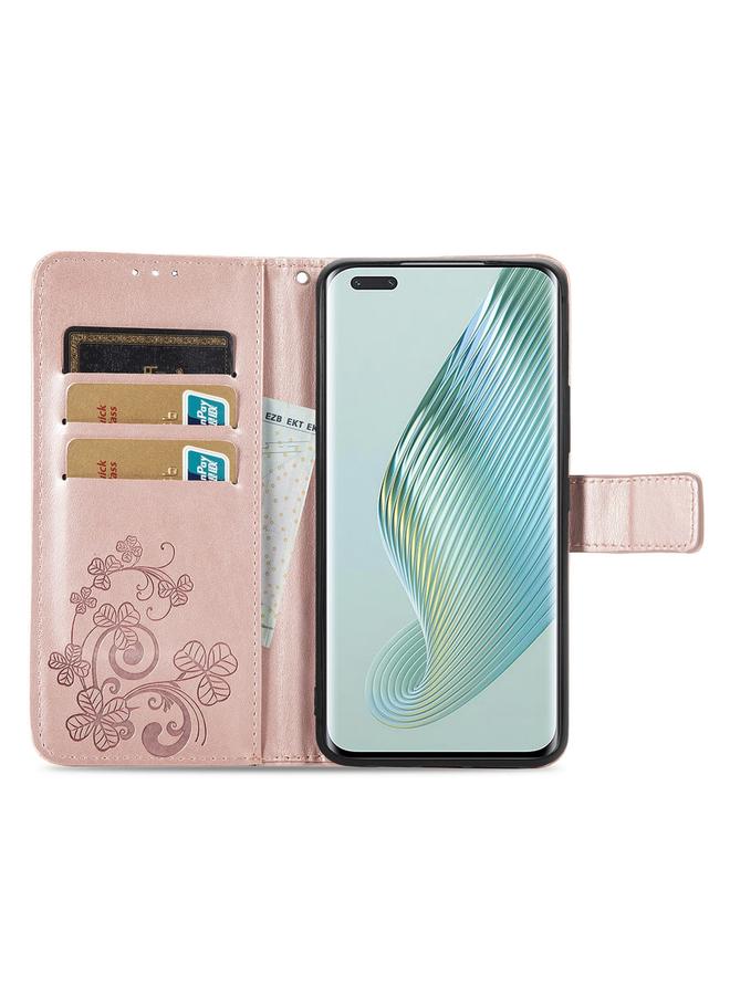 S-TOP Case For Honor Magic5 Pro Four-leaf Clasp Embossed Buckle Leather Phone Case - Image 3