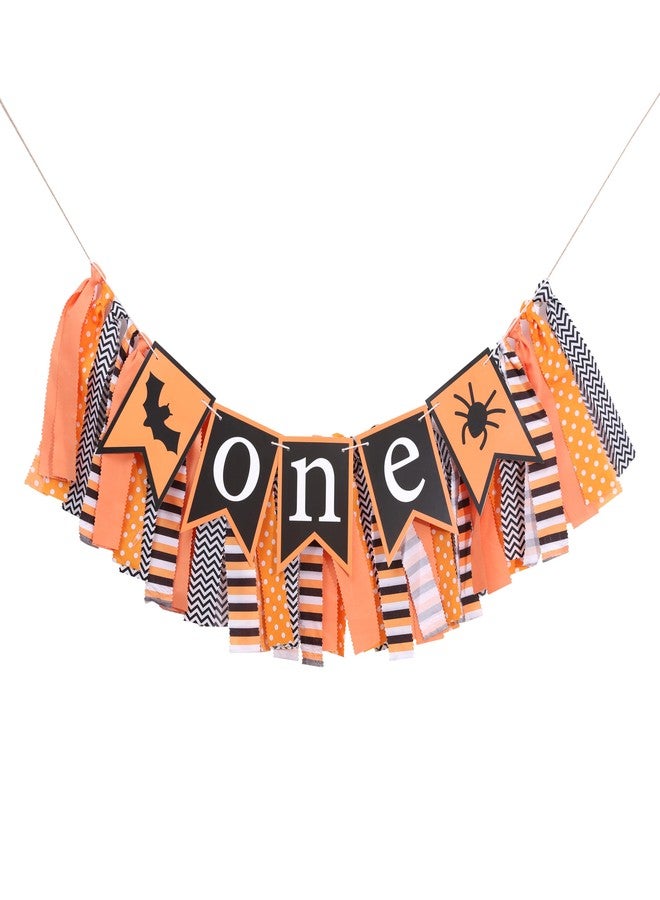 بيديد لافتة كرسي مرتفع لعيد الهالوين - لافتة كرسي مرتفع مخيفة لأعياد ميلاد الأولاد والبنات الأولى، زينة حفلات الهالوين، كعكة شبح سوداء وبرتقالية، دعامات صور لتحطيم الكعكة - Image 5