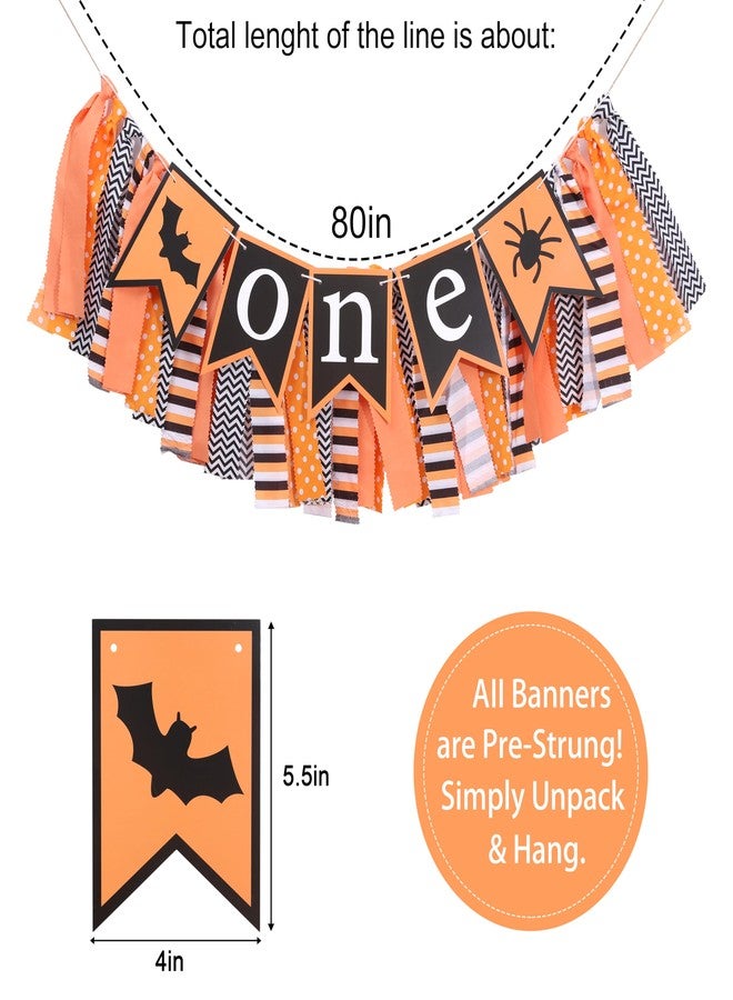 بيديد لافتة كرسي مرتفع لعيد الهالوين - لافتة كرسي مرتفع مخيفة لأعياد ميلاد الأولاد والبنات الأولى، زينة حفلات الهالوين، كعكة شبح سوداء وبرتقالية، دعامات صور لتحطيم الكعكة - Image 2