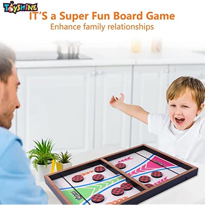 Toyshine Fast Sling Puck Game Board String Hockey Toy  Party Game for Adult Parent Kids Children Family  Pine Wood M3 - Image 4