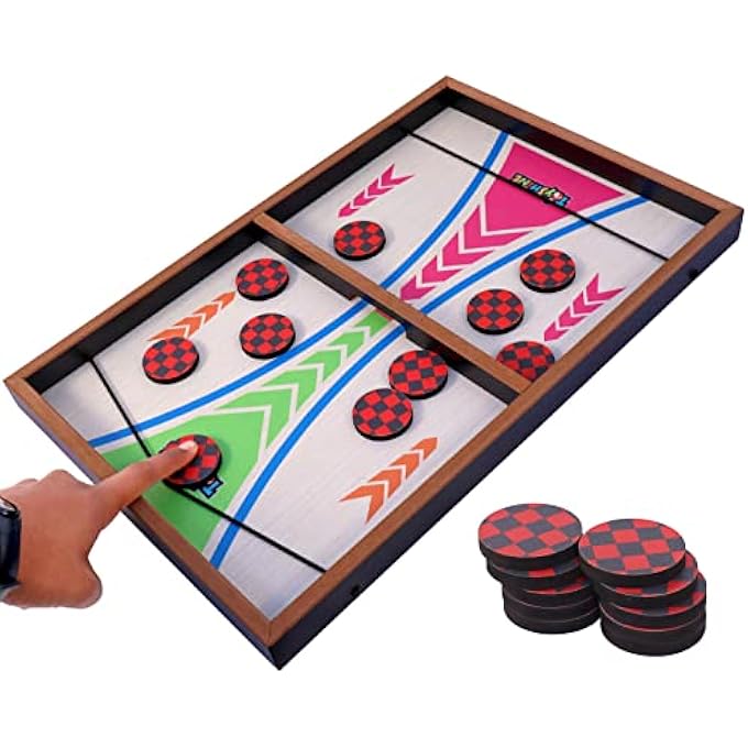 Toyshine Fast Sling Puck Game Board String Hockey Toy  Party Game for Adult Parent Kids Children Family  Pine Wood M3 - Image 1