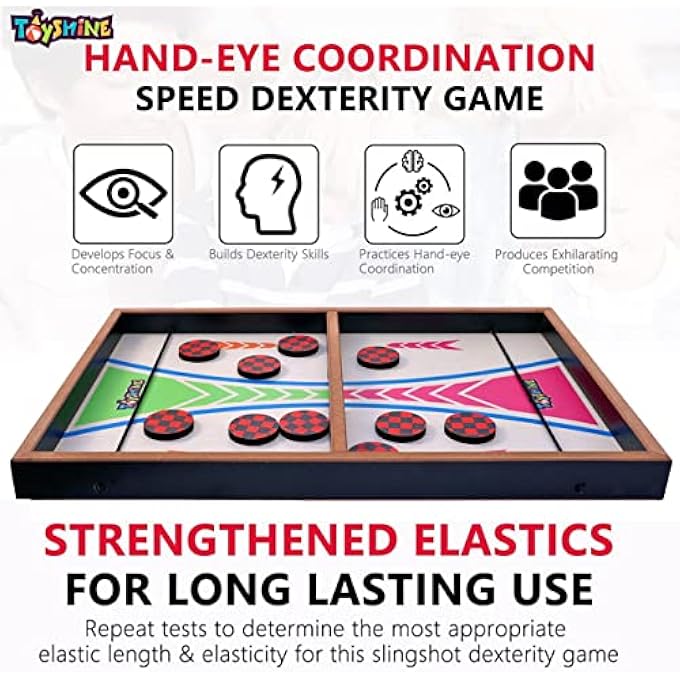 Toyshine Fast Sling Puck Game Board String Hockey Toy  Party Game for Adult Parent Kids Children Family  Pine Wood M3 - Image 5