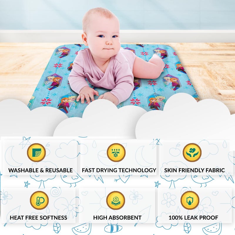 Sassoon Polyester Frozen Printed Washable and Waterproof Medium Size Dry Sheet/Bed Protector for Kids- Multi Colored (70 x 100 cm) - Image 3