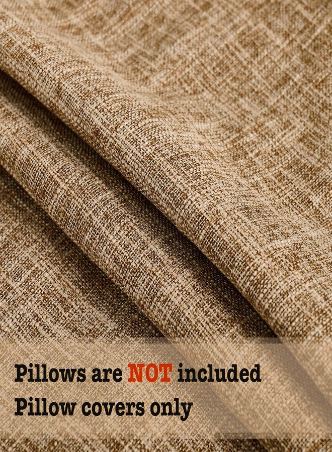 Daptsy Faux Linen Pillow Covers with Tassels Fringed Boho Farmhouse Decorative Throw Pillowcase Rustic Woven Textured Cushion Case for Sofa Couch Bedroom Living Room Home Decor 18x18 Inch Khaki Set of 2 - Image 3