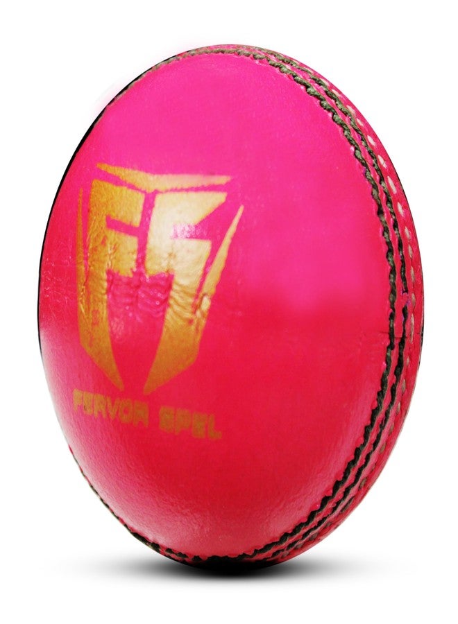 Fervor Spel Genuine Leather 4 Part Pink Cricket Ball Standard Size (Pack of 1) - Image 2