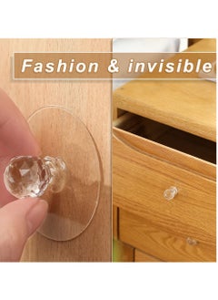 SYOSI Cabinet Drawer Knobs, Clear Diamond Crystal Shaped Pulls Handles for Wardrobe, Kitchen Cupboard, Bathroom Dresser, Furniture Door Window, Self-Adhesive Drill Free Push Pull Helper 8 pcs  - Image 2