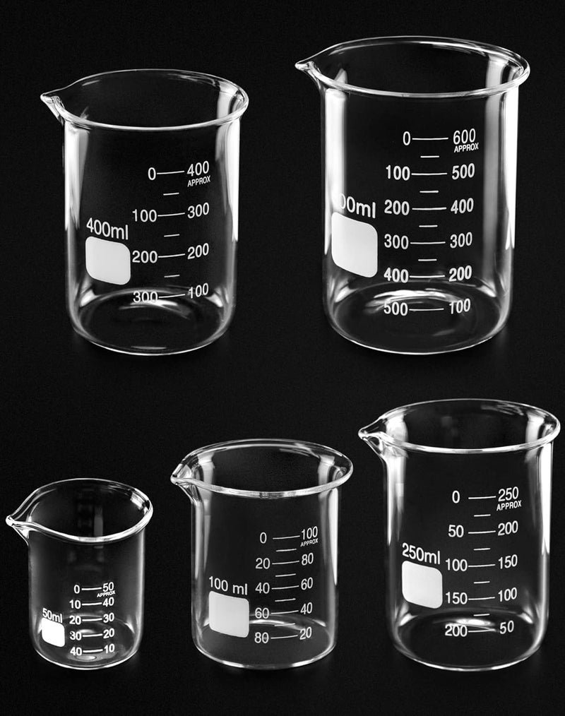 woobles Glass Beaker Set 50, 100, 250, 400, 600mL - Image 3