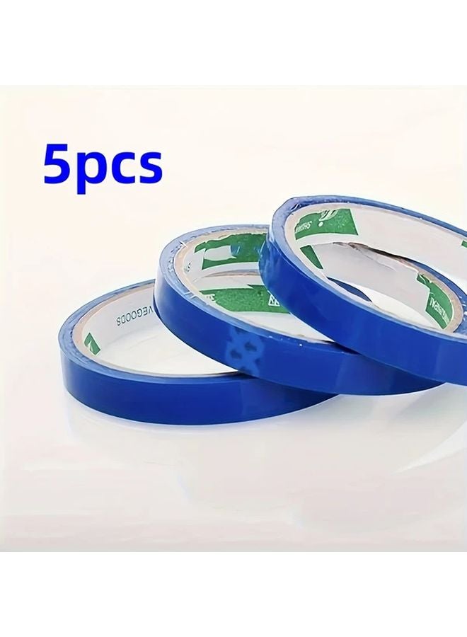 شريط التغطية الأزرق من PVC 5 قطع، شريط لاصق متين لإغلاق الأكياس لتغليف المواد الغذائية - Image 1