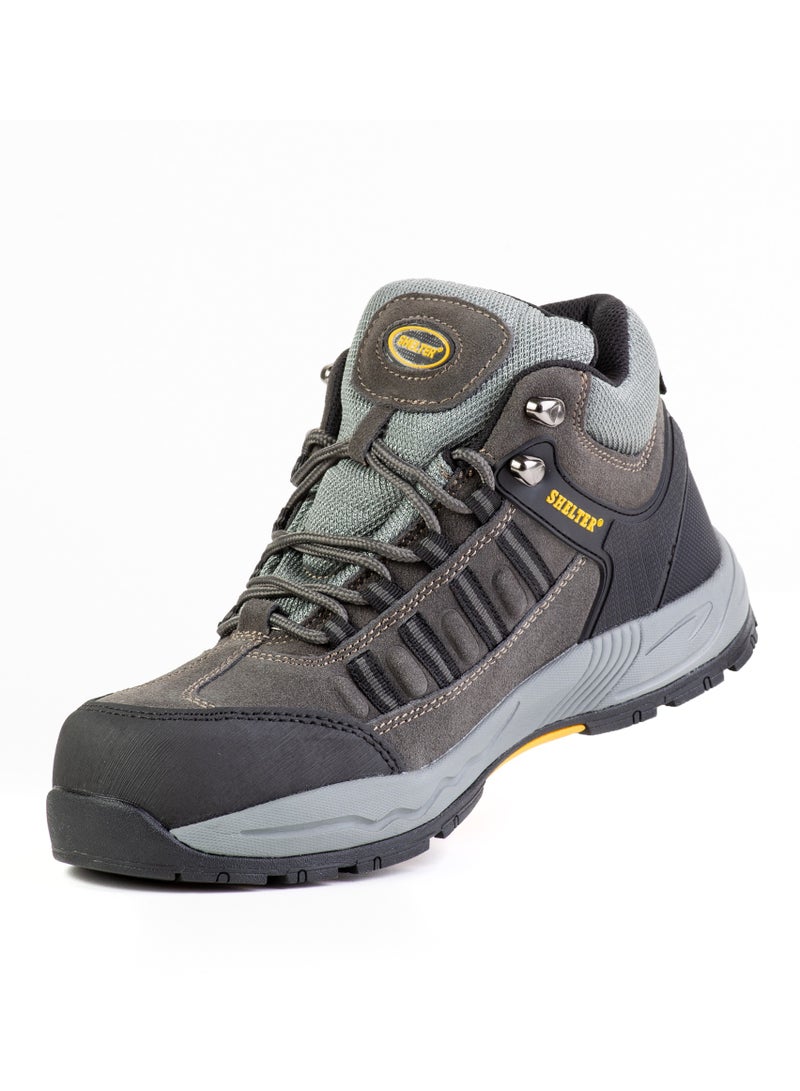 SHELTER Industrial Safety Shoes for Men Durable Steel Toe Work Shoes with Cow Split Leather, Breathable Mesh Lining, and Slip-Resistant Sole - Image 3