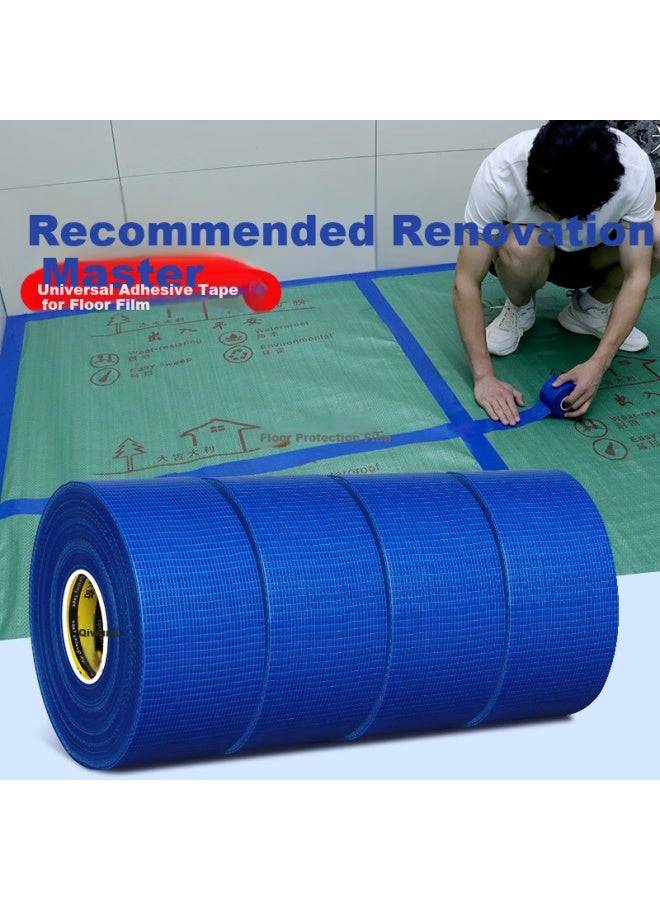 Mileqi Strong Cloth Duct Tape High Adhesive Wear-Resistant Waterproof Tape Single-Sided Floor Film Decoration Covering Fixing Carpet Non-Residual Adhesive Tearable Blue - 80Mm Wide * 20M Long [1 Roll]