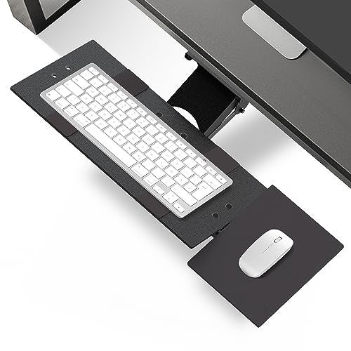 Uncaged Ergonomics KT1 Ergonomic Keyboard Tray Under Desk - Under Desk Keyboard Tray Slide Out with Adjustable Height and Tilt - Easy to Slide and Swivel 360 Degree - Keyboard Drawer with Adjustable Mouse Pad - Image 1