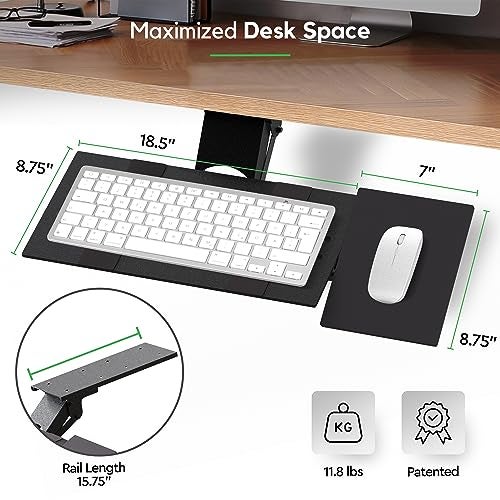 Uncaged Ergonomics KT1 Ergonomic Keyboard Tray Under Desk - Under Desk Keyboard Tray Slide Out with Adjustable Height and Tilt - Easy to Slide and Swivel 360 Degree - Keyboard Drawer with Adjustable Mouse Pad - Image 3