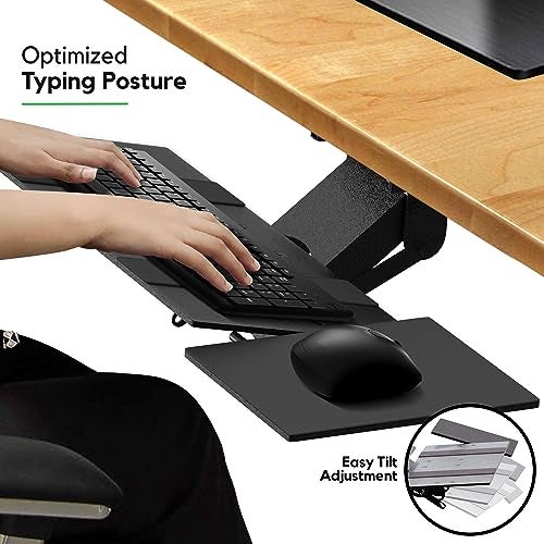 Uncaged Ergonomics KT1 Ergonomic Keyboard Tray Under Desk - Under Desk Keyboard Tray Slide Out with Adjustable Height and Tilt - Easy to Slide and Swivel 360 Degree - Keyboard Drawer with Adjustable Mouse Pad - Image 5