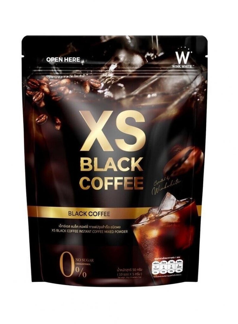 وينك وايت مسحوق قهوة وينك وايت إكس إس السوداء سريع التحضير بدون سكر - مشروب غني المذاق ونمط حياة صحي، 10 أكياس - Image 1