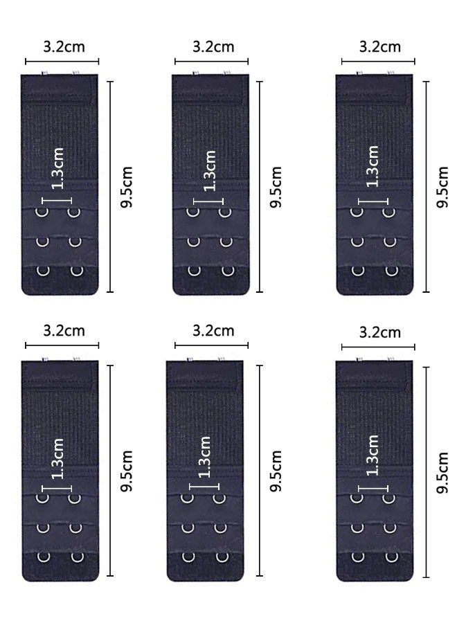 وهاواي Women Bra Extenders Elastic Bra Strap Extenders 3 Rows /2Hooks （black) - Image 2