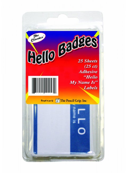 The Classics "Hello My Name Is" Badge Labels, Blue/White, 25 Count (TPG-457)