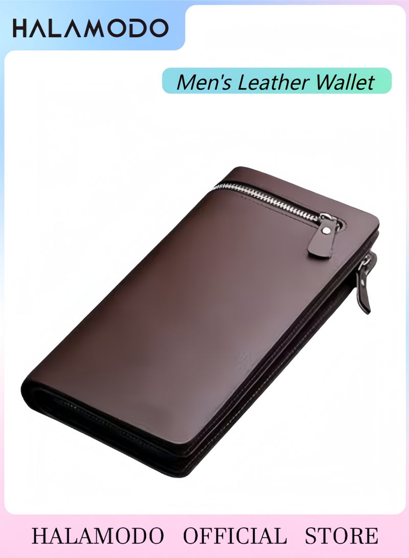هالامودو محفظة جلدية طويلة للرجال حامل بطاقات ائتمان محفظة بسعة كبيرة حقيبة هاتف حقيبة كلاتش نحيفة محفظة بسحاب محفظة عمل منظمات أموال - Image 1