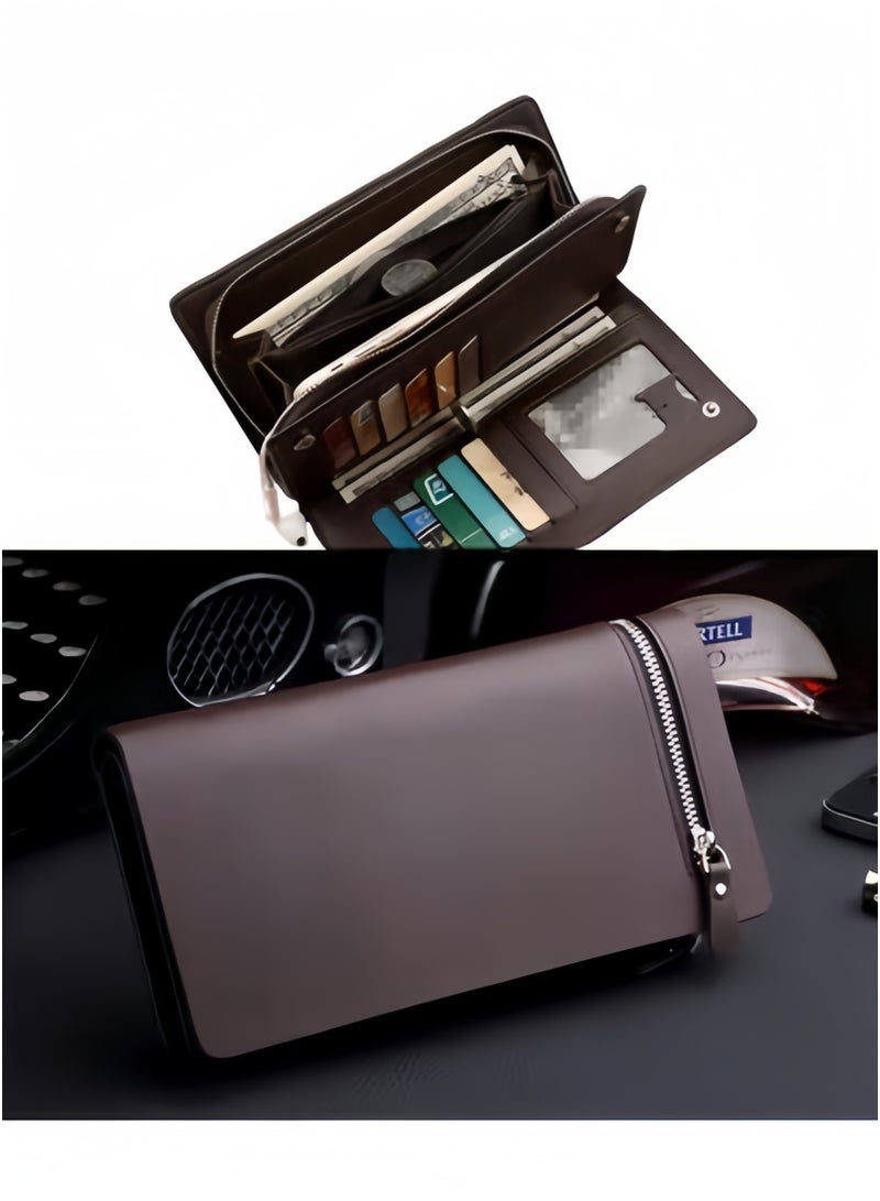 هالامودو محفظة جلدية طويلة للرجال حامل بطاقات ائتمان محفظة بسعة كبيرة حقيبة هاتف حقيبة كلاتش نحيفة محفظة بسحاب محفظة عمل منظمات أموال - Image 4