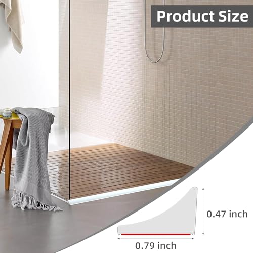 RANUR Silicone Water Stopper with Glue Collapsible Threshold Water Dam Barrier Strip for Shower, Self-Adhesive Kitchen Sink, Water Retaining Stopper, Dry and Wet Separation Strip (White, 2 Meter) - Image 2