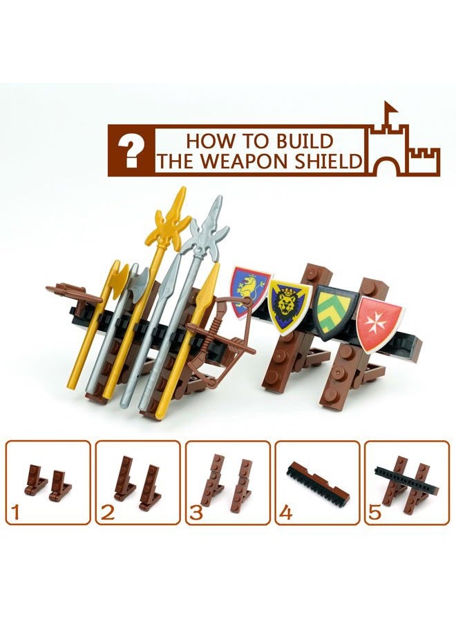 Pamvava Medieval Knights Weapons Armor Pack,Building Blocks Accesories Kits, Helmet Swords Shield Bow Arrow Toys for Bricks Figures, Soldier Castle Equipment Bricks Sets for Kids - Image 4