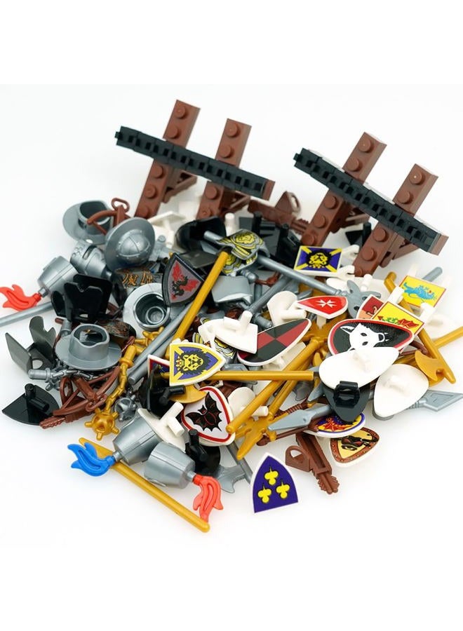 Pamvava Medieval Knights Weapons Armor Pack,Building Blocks Accesories Kits, Helmet Swords Shield Bow Arrow Toys for Bricks Figures, Soldier Castle Equipment Bricks Sets for Kids - Image 2