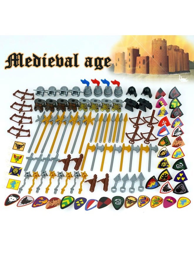 Pamvava Medieval Knights Weapons Armor Pack,Building Blocks Accesories Kits, Helmet Swords Shield Bow Arrow Toys for Bricks Figures, Soldier Castle Equipment Bricks Sets for Kids - Image 5