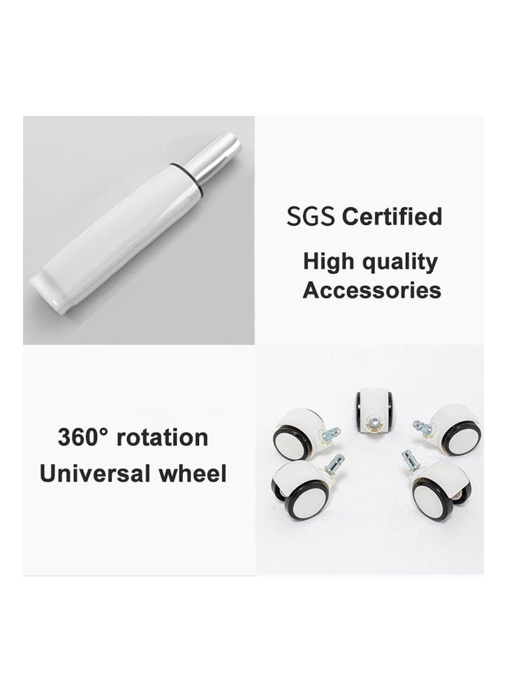 إن كي أكس كرسي كمبيوتر [مُحسَّن بمسند للقدمين] ظهر رمادي ووسادة بيضاء وأقدام نايلون سميكة - Image 4