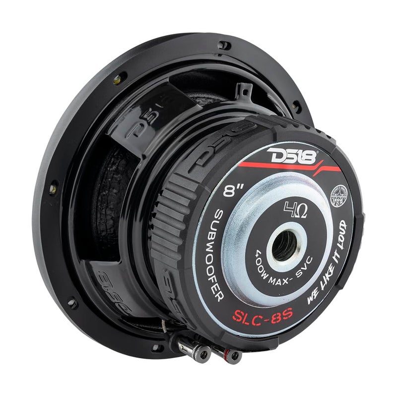 DS18 SLC-8S Subwoofer in Black - 8-Inch Speaker, 400W Max Power, 200W RMS Power, Aluminum 4 Layer Voice Coil, Black Steel Frame, SVC, 4 Ohm Impedance, Ferrite Magnet (1 Speaker) (SLC8S) - Image 4