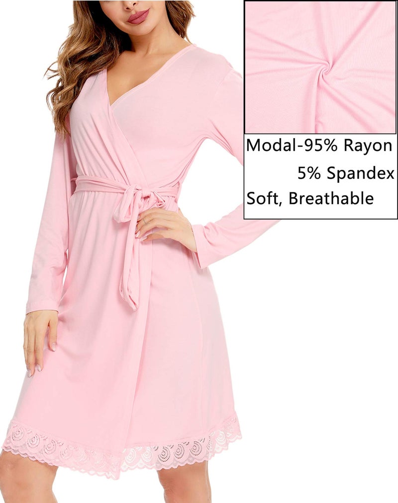 SWOMOG Women's Maternity Nursing Robe Pregnancy Breastfeeding Bathrobes 3 in 1 Labor Delivery Nightgowns - Image 4