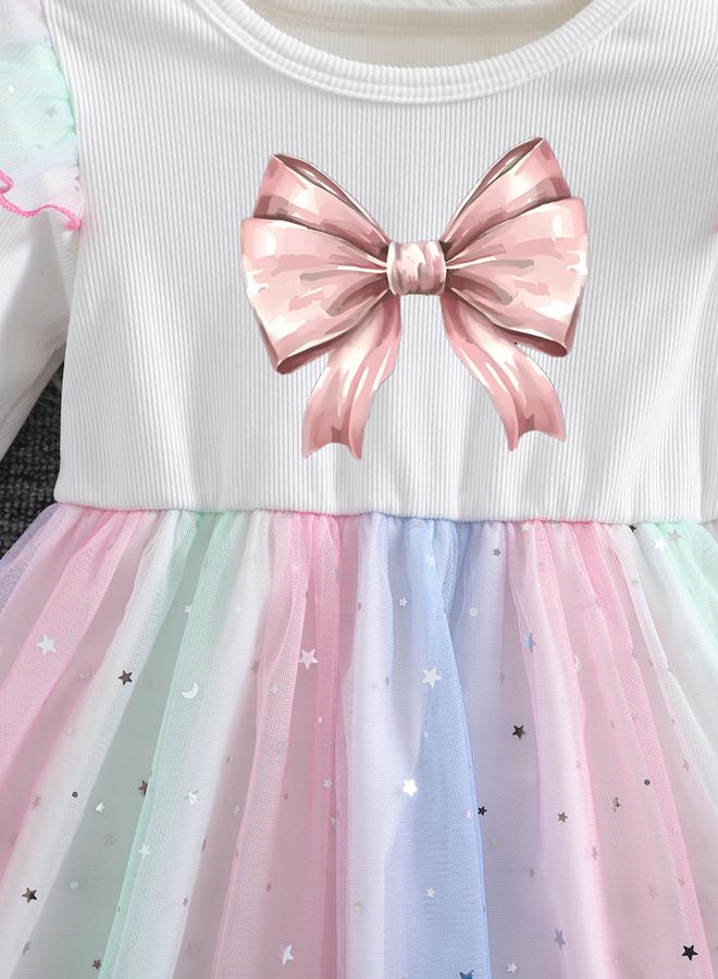 تايك تو فستان شبكي بتفاصيل كشكش وطبعة جرافيك - Image 5