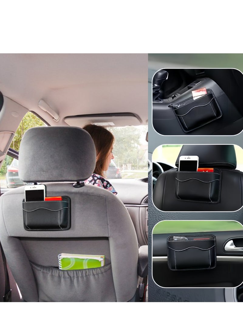 جيب جانبي لمقعد السيارة، منظم جلدي صغير، حقيبة تخزين معلقة للسيارة، مناسبة لتنظيم المحفظة على المقاعد الجانبية - Image 5