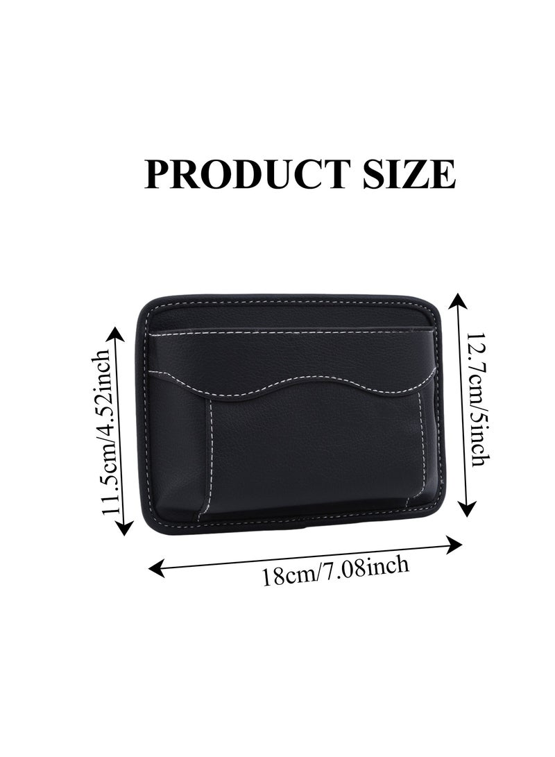 جيب جانبي لمقعد السيارة، منظم جلدي صغير، حقيبة تخزين معلقة للسيارة، مناسبة لتنظيم المحفظة على المقاعد الجانبية - Image 2