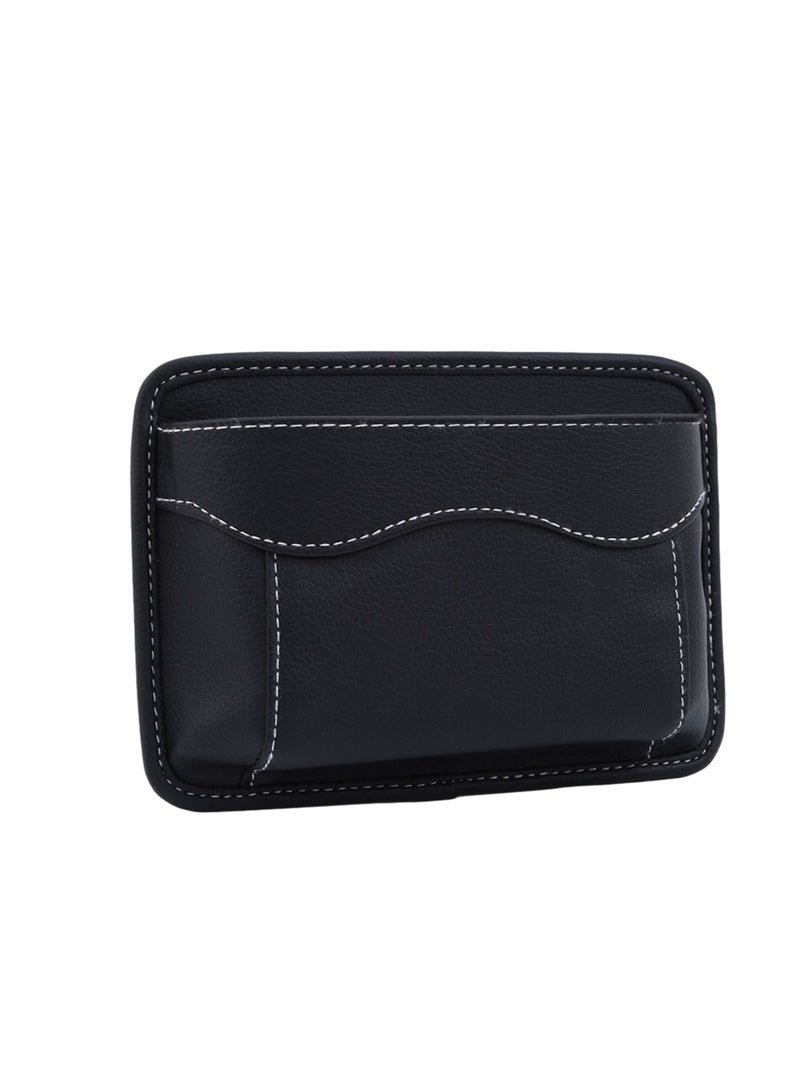 جيب جانبي لمقعد السيارة، منظم جلدي صغير، حقيبة تخزين معلقة للسيارة، مناسبة لتنظيم المحفظة على المقاعد الجانبية - Image 1