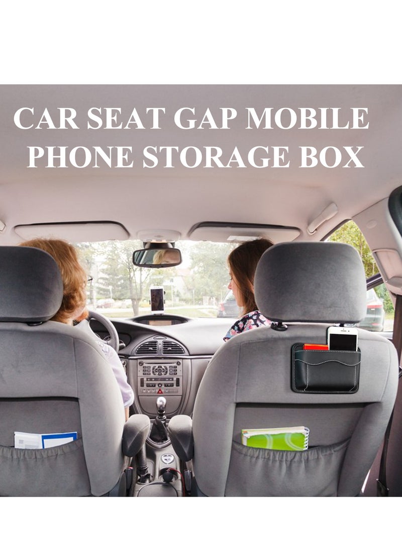 جيب جانبي لمقعد السيارة، منظم جلدي صغير، حقيبة تخزين معلقة للسيارة، مناسبة لتنظيم المحفظة على المقاعد الجانبية - Image 3
