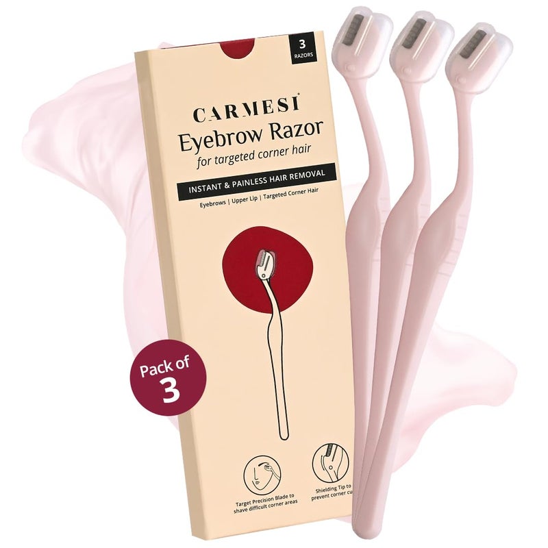 Eyebrow Razor for Targeted Corner Hair  Painless Hair Removal  Protects from Cuts  Gives Precise Eyebrow Shape  Suitable for Sensitive Areas  3 Count