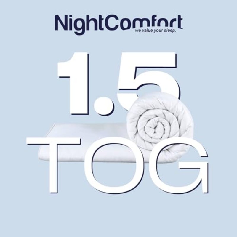 Night Comfort Anti Allergy Luxury 1.5 Tog Summer Duvet, Single Size - Premium Microfibre Quilt Filled with Fluffy Hollowfibre - Image 2