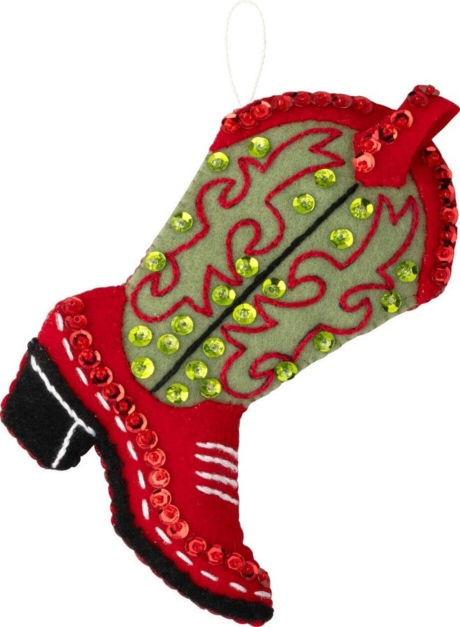 Bucilla, Boots and Bling, Perfect for DIY Arts and Crafts Felt Applique 4 Piece Ornament Making Kit - Image 4