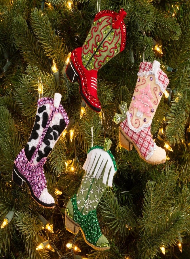 Bucilla, Boots and Bling, Perfect for DIY Arts and Crafts Felt Applique 4 Piece Ornament Making Kit - Image 2