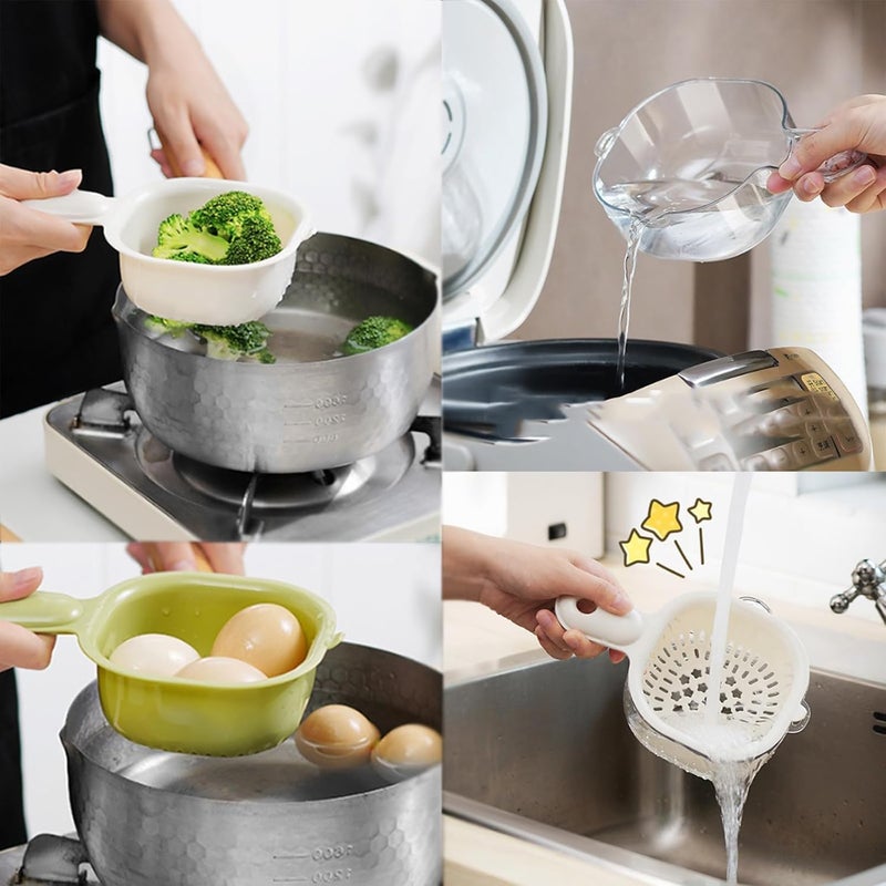 QCEN Kitchen DualLayer Draining Basket with Handle Detachable Fruit and Vegetable Plastic Washing Drainer Strainer Bowl Colander Basin Handy Mini Berry and Tomato Washer Purple2PCS - Image 4
