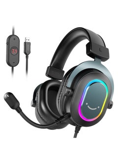 FIFINE FIFINE Gaming Headset with Microphone, Over Ear Headphones with Wable, USB Headset for PC PS4 PS5, Headphone with 7.1 Surround Sound for Esport Gaming, RGB, 3 EQ Modes, Ear Pads - H6  - Image 1