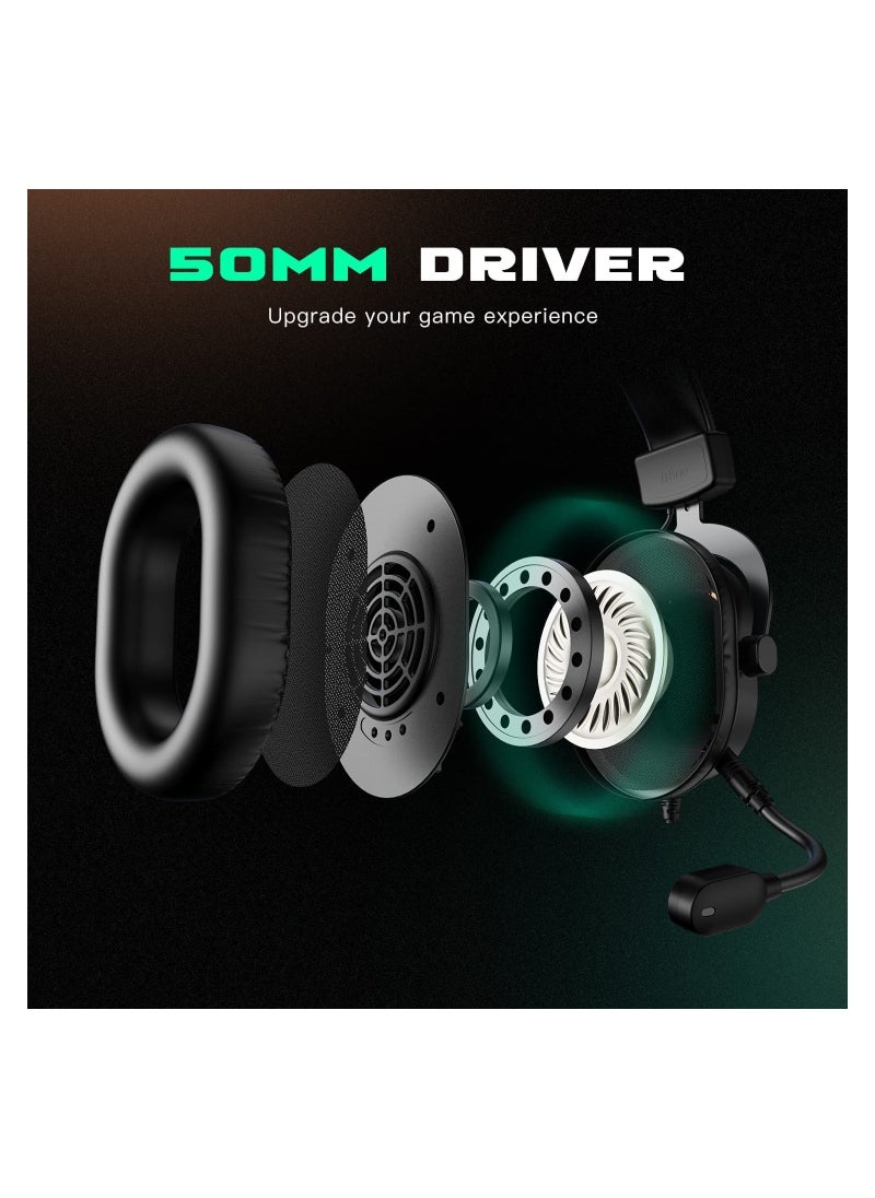FIFINE FIFINE Gaming Headset with Microphone, Over Ear Headphones with Wable, USB Headset for PC PS4 PS5, Headphone with 7.1 Surround Sound for Esport Gaming, RGB, 3 EQ Modes, Ear Pads - H6  - Image 5
