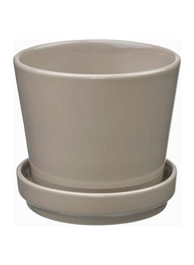 Zaboon Plant Pot With Saucer, In/Outdoor/Grey/Beige, 9 Cm - Image 1