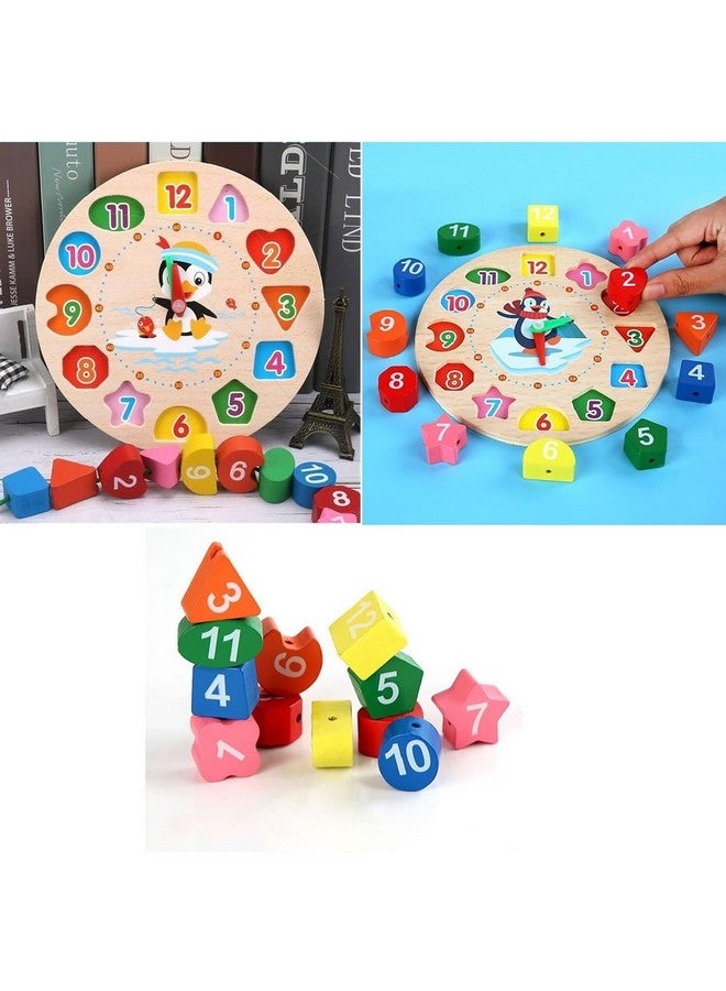 مورين لعبة تعليمية من MUREN® Teaching Clock للتعلم المبكر، لعبة ألغاز خشبية بأشكال هندسية وألوان، لعبة ألغاز تعليمية مبكرة، من سن 3 إلى 10 سنوات - قطعة واحدة - متعددة الألوان - Image 3
